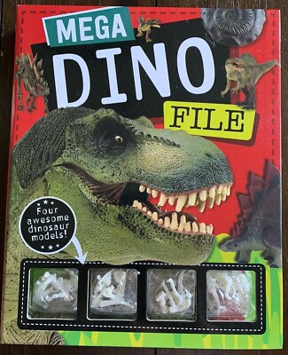Mega Dino File Make Believe Ideas Ltd. 4 Dinosaur Models, Poster, Facts Book New