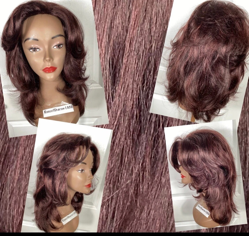 Peluca Colección Janet Mood Magic Reversible Borgoña Sintético Gorra Peines T-4 Foto 2 de 4