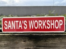 Santa  s Workshop Metal Christmas Street Sign decor 3  x12   NEW 