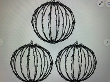 LED Christmas Light Balls  12" Metal Hanging Tree Sphere Light 3 Pack 