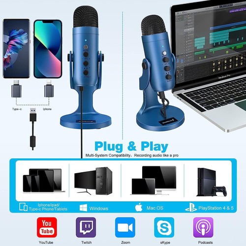 Zealsound USB Microphone, Condenser Podcast Mic for PC, Phone, laptop, PS4 & 5 ! - Photo 4/8