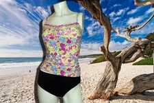 NWT SILVER by GOTTEX Floral Multicolor TANKINI 2 pc BATHING SUIT SWIMSUIT SET- 8