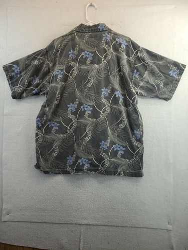 No Boundaries grau Blumen Aloha Kurzarm Knopfleiste Hemd Herren XL - Bild 7 von 7