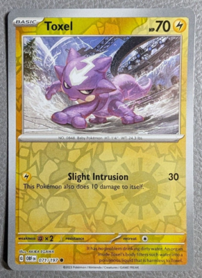 Toxel Reverse Holo NM OBF 071/197 Obsidian Flames Pokemon Card | eBay
