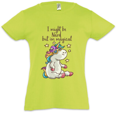 Nerd Unicorn Kids Girls T-Shirt Fun Geek Glasses Rainbow Computer Admin Gamer