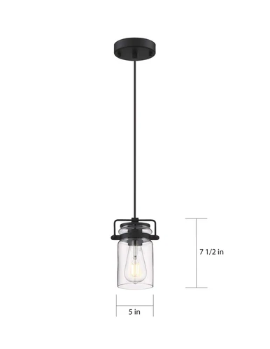 NUVO 60/6732 Antebellum 1 Light Mini Pendant Fixture Matte Black - Picture 4 of 5