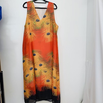 peacock design maxi dress