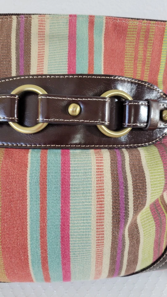 Giani Bernini в полоску холст сумочка сумка Hobo наплечная сумка карманы молнии полоски - Изображение 4 из 4