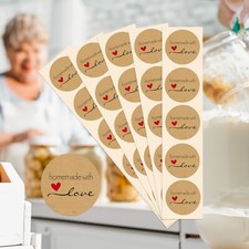 Homemade with Love 1.5 Kraft Stickers | 50 Pa...