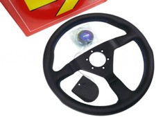 Momo Mcl35bk6b Monte Carlo 350mm Steering Wheel - Black Leather Blue Stitch