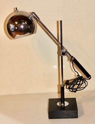 VTG Large Robert Sonneman Desk Lamp MCM ORIGINAL Chrome Orb Ball Globe Working