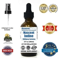 ORGANIC NASCENT IODINE-1000mcg Serving-1200 servings (2oz)-Non GMO No Allergens