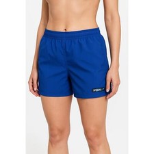 Speedo Blue Elastic Waistband Speedo Logo Athletic Swim Shorts Womens Waist 26