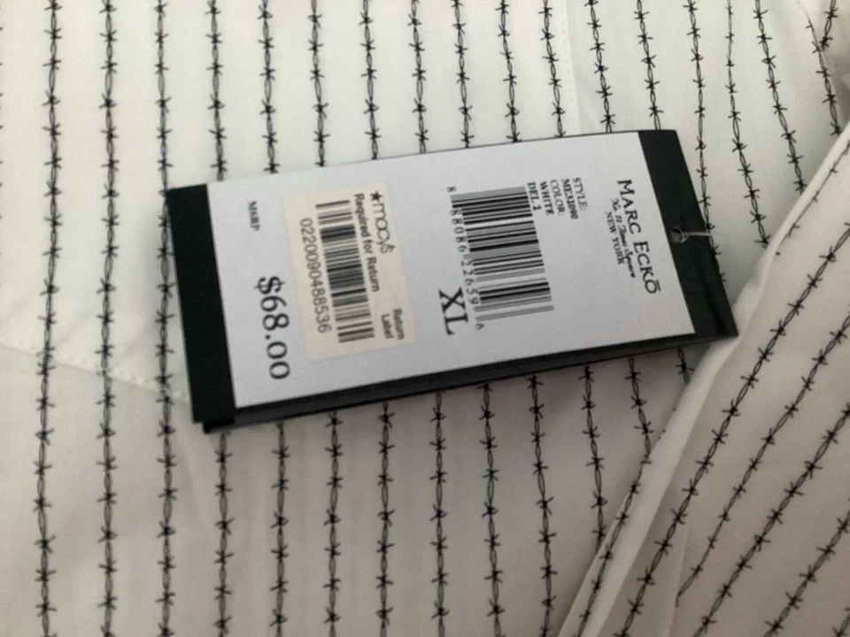 Camisa Marc Ecko Para Hombre XL Cuello Abotonado Manga Larga Rayas Foto 2 de 4