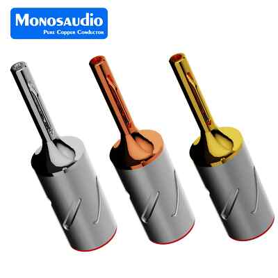 Monosaudio B801 Pure Copper Rhodium Plated Banana Connector for Loudspeaker Wire