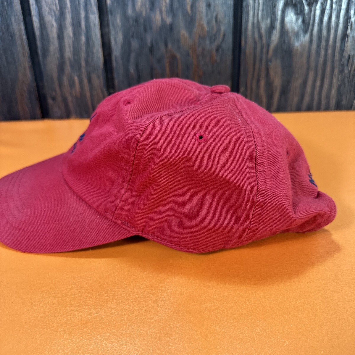 Nautica Low Profile Canvas Dad Hat Strapback Cap Red Cotton