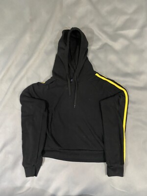 Roma Concept by Rosee Crop Hoodie Sweatshirt Women's Large  Striped Sleeves