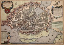 Kupferstichkarte Grundtri&szlig; der Statt HAMBURG - Peters / Mejer Husum 1651