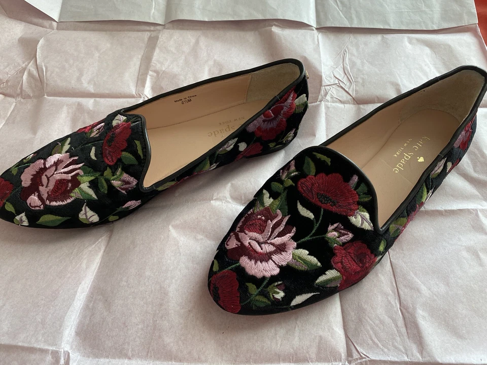 Kate Spade Swinton Velvet Embroidered Ballet Flats/Loafers Size 6.5 M US - Image 3 of 4