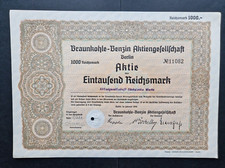 Namensaktie Braunkohle-Benzin AG 1000 RM 1936 Berlin #11082