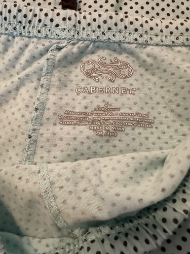 Cabernet 2 Piece PJ Pajama Set Shirt Shorts Polka Dot Womens Small Turquoise - Picture 2 of 10