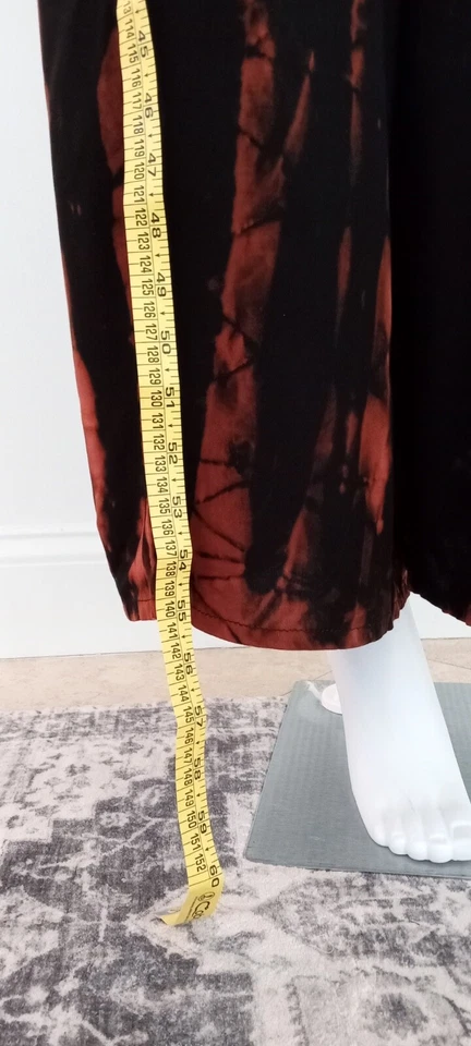 HALTER TOP DEEP VNECK TIE DYE JUMPSUIT IN BLACK AND RUST  SIZE: S/M. - Image 4 of 4