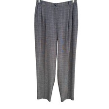 Norton McNaughton Vintage Womens Gray Plaid High-Waisted Pleat Front Trousers 14