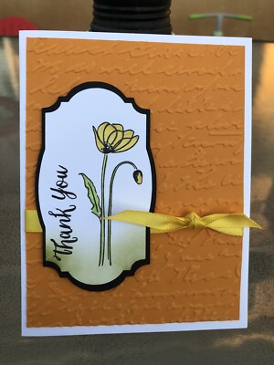 Card Set Of 4 Stampin Up Painted Poppies THANK YOU Orange Embossed | eBay