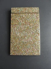 Vintage Park Sherman MCM 1960s Glitter Confetti Goldtone Metal Desktop Notepad