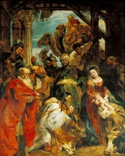 The Wise Men Visting Jesus Christ Bible Print 8" x 10" ready to be framed