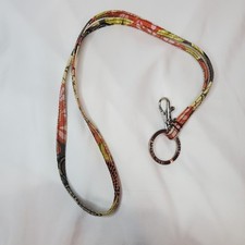 VERA BRADLEY MULTI COLOR BROWN, ORANGE, Green COTTON LANYARD  KEY FOB, EC