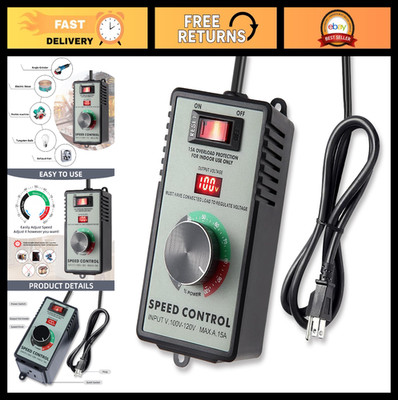 120V 15A AC Motor Speed Controller - Variable Fan Speed Regulator with LED Displ