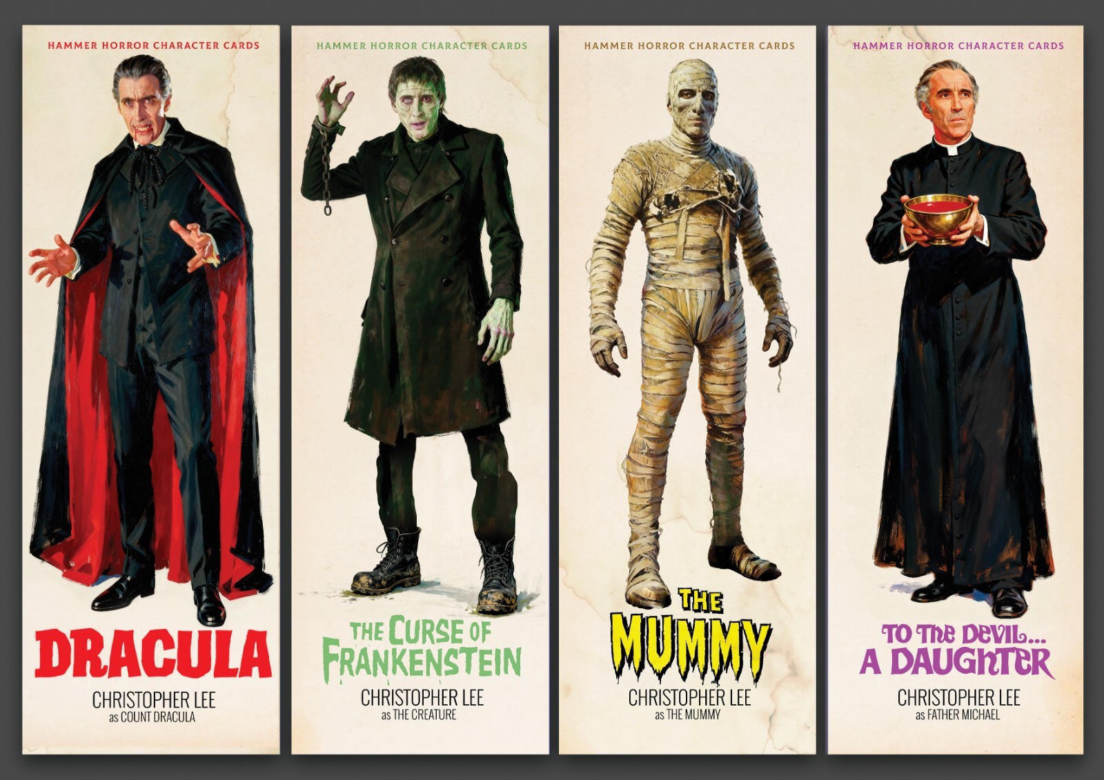 Hammer Horror Dracula Set of 4 Art Prints Character Cards, Brand New