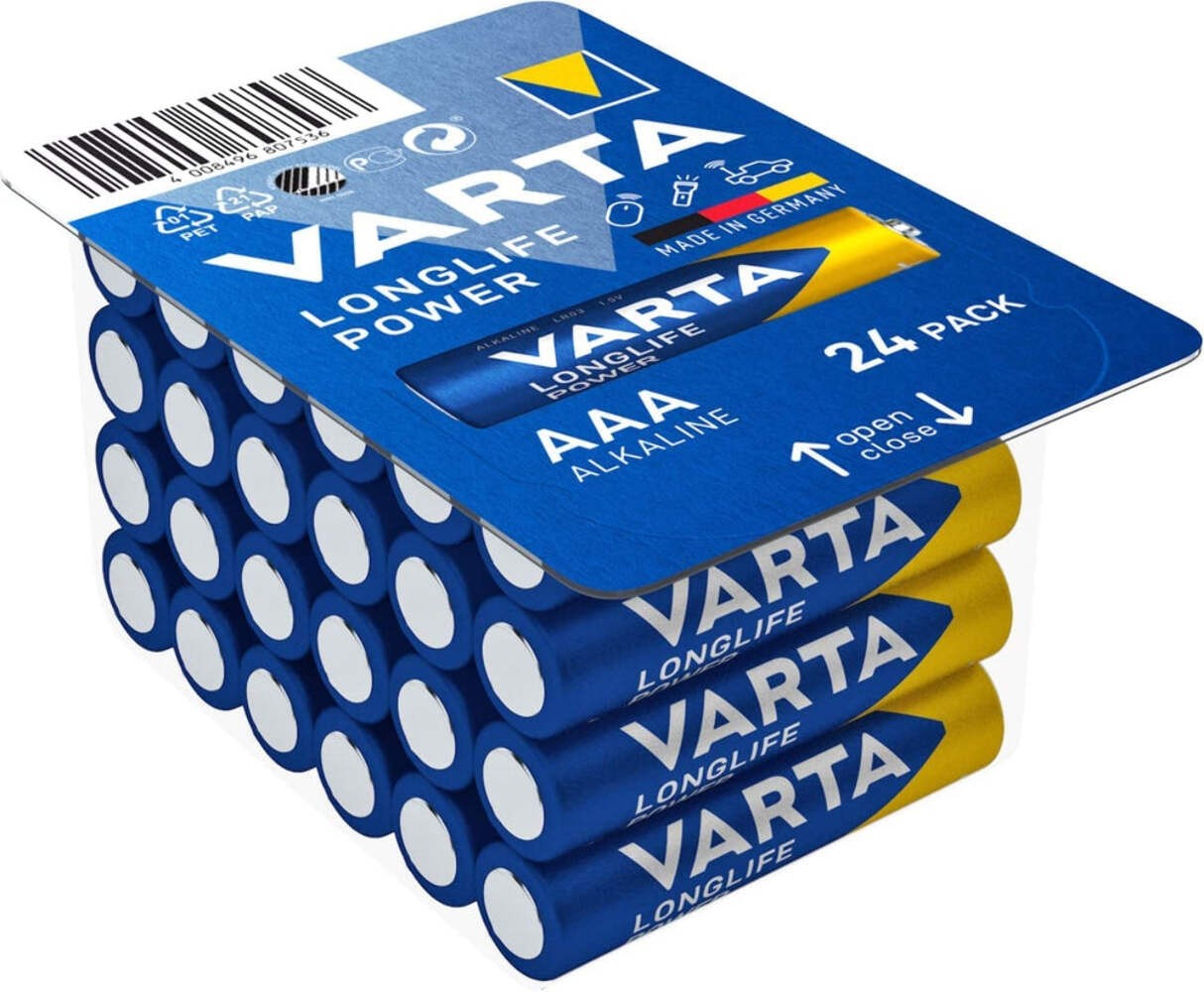 Varta AAA Longlife Power LR03 Alkaline Batteries 24 Pz.