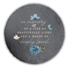 GiftsForYouNow Personalized Memorial Garden Stone Engraved Floral Grave Marker
