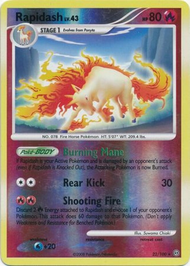 Rapidash - 22/100 - Rare - Reverse Holo LP, English Pokemon Stormfront