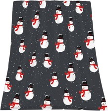 Image of JOOCAR Christmas Snowman Throw Blanket Winter Holiday Grey Lightweight Soft Coz