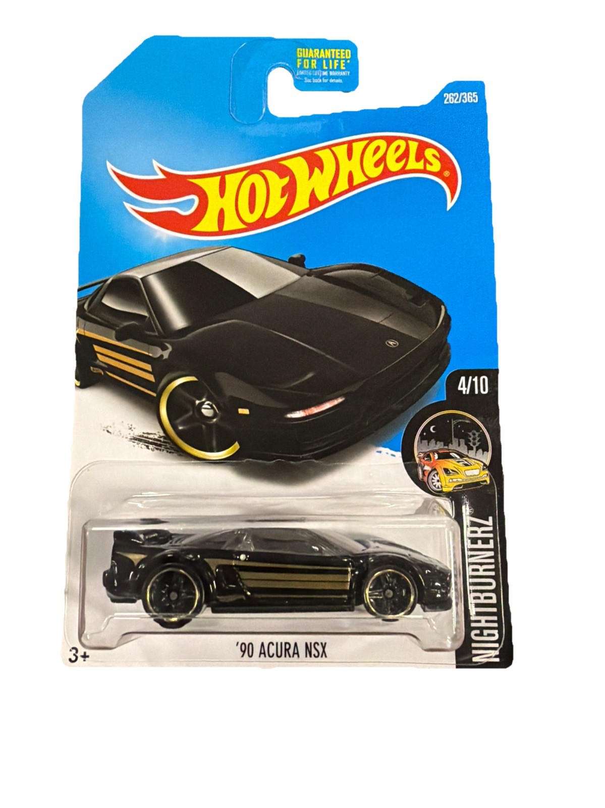 Hot Wheels HW Nightburnerz 4/10 '90 Acura NSX BLACK Diecast Track Star Car #262
