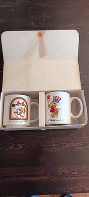 set of two vintage Papel 1984 Los Angeles Olympic Games coffee mugs