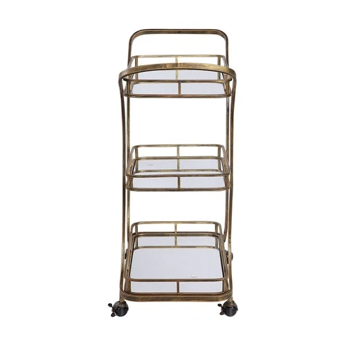 Uttermost 24876 Gold Stassi 33"W 3 Shelf Iron Serving Cart With Casters - Picture 3 of 5