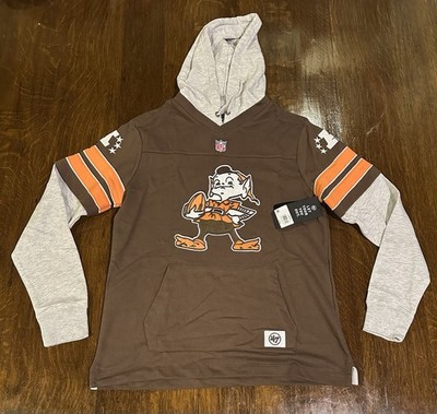  47 Cleveland Browns Brownie Elf Hoodie L Espresso Long Sleeve NFL New NWT $130