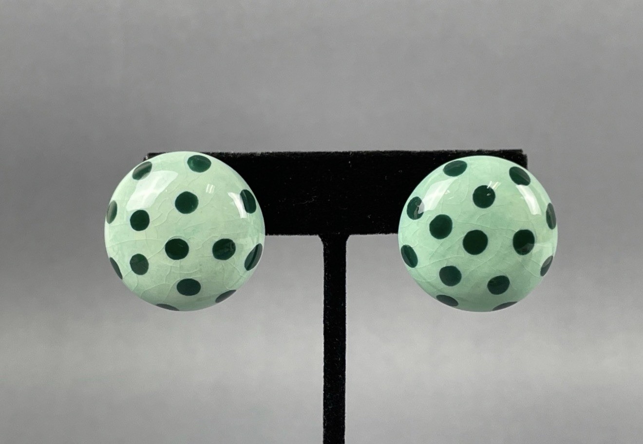 Ruby Z Candace Loheed Ceramic Green Dot Pierced E… - image 1