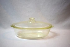 Vintage Glasbake Oval Clear Glass Covered Casserole Dish 1 Qt