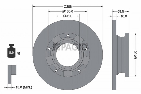 2X Pagid Bremsscheibe 56169NC FüR Ford Transit V363 Fcd Fdd Fed Ffd Custom V362-image