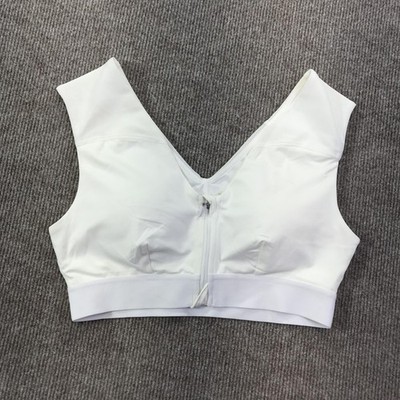 Tommie Copper Sports Bra Womens Medium White Front Zip Shoulder Support Mesh