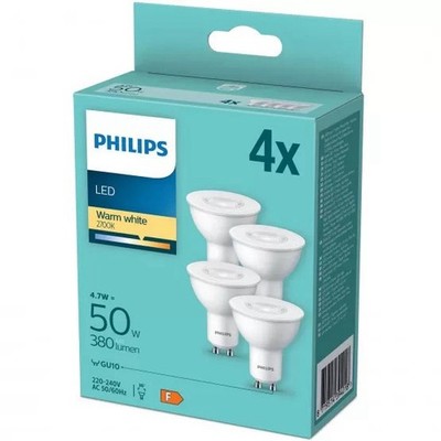Philips LED Warm white (2700k) 4,7w=50W GU10 380 lumen 4 Stück