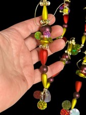Set of 12 Wired Metallic Bead Glitter Sequin Dangle Christmas Ornaments 5" New