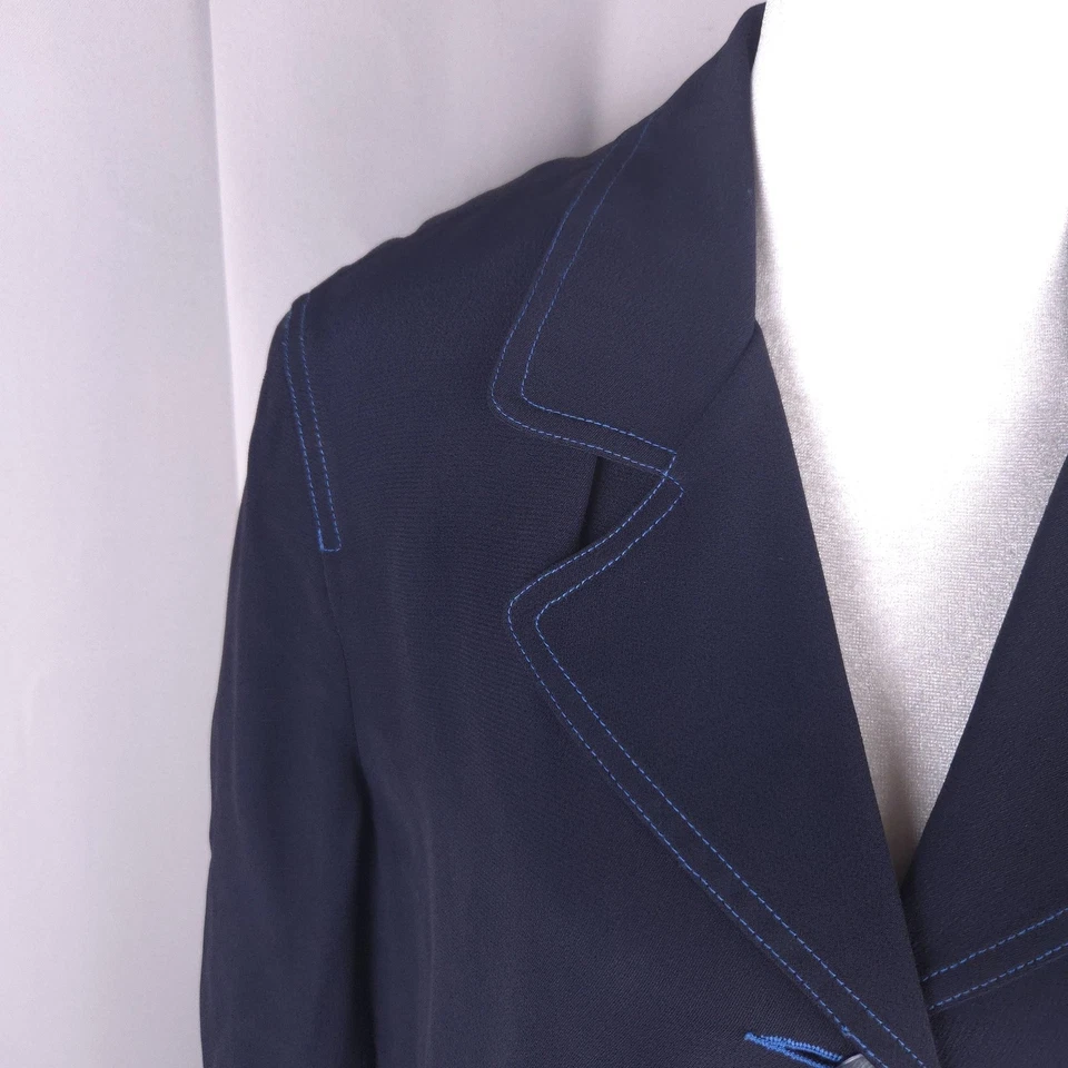 Blazer Carole Little para mujer 8 botones de costura en contraste azul marino hecho en EE. UU. Foto 4 de 4