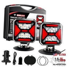Wireless Trailer Lights Magnetic Kit, Rechargeable LED Towing Lights 164ft