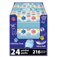 White Facial Travel Tissue Packs, Non-Bleach, Chlorine-Free, Compact Pocket T...